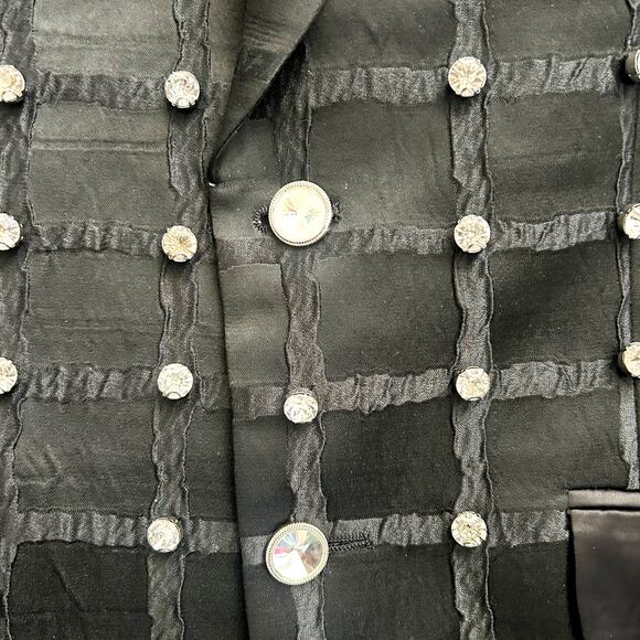 BARABAS Black Caged Rhinestone Diamond Men’s Blazer Jacket Slim Fit Sz 40/Medium - Picture 6 of 12